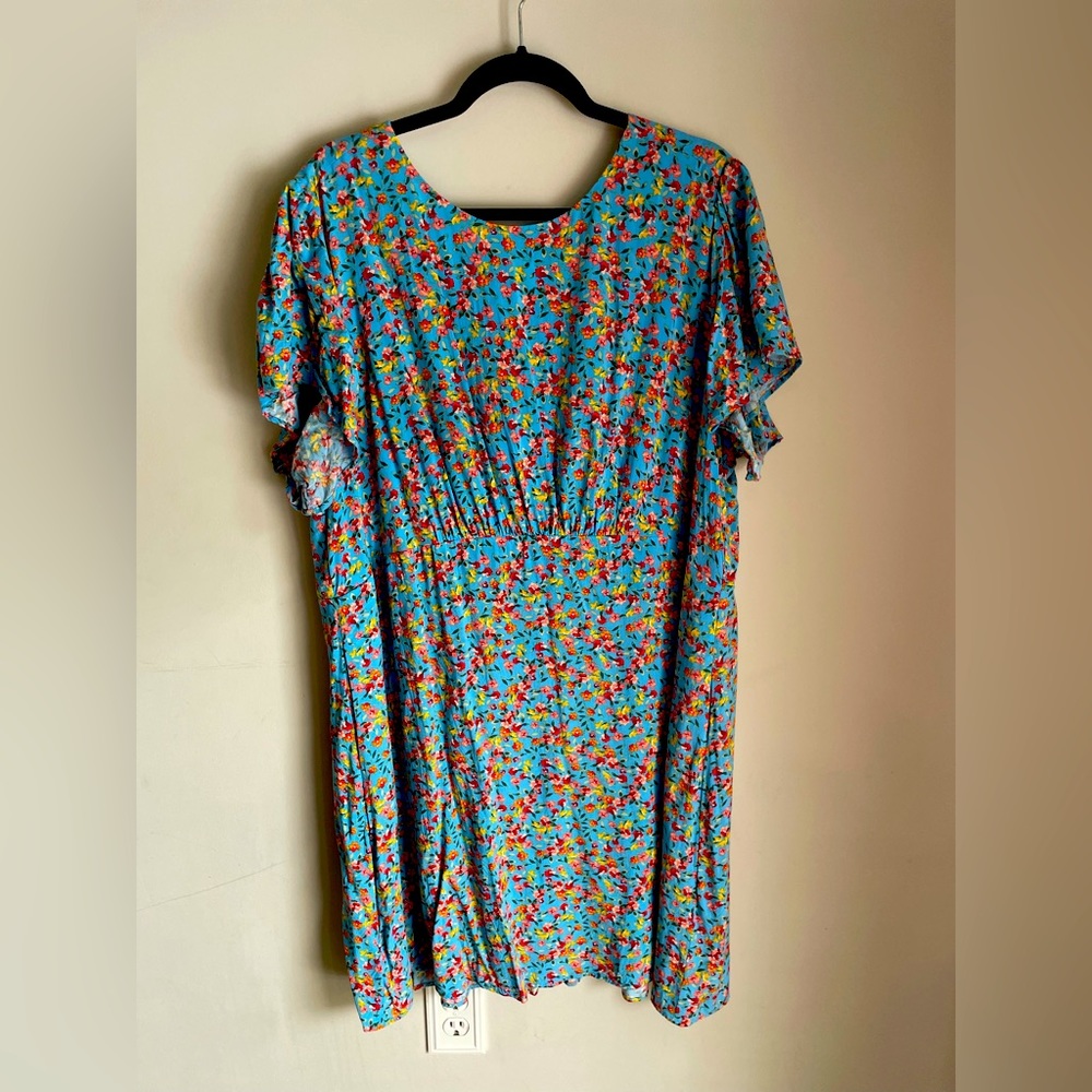 Spring summer blue floral dress brand LOFT plus size 22